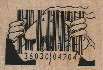 Man behind bar code - bar,